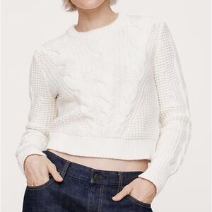 Banana Republic Organic Cotton Cropped Cable Knit Sweater